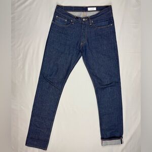 Gustin Mens Slim Fit Selvedge Jeans 33 x 35 Raw Indigo Denim Made in USA C5